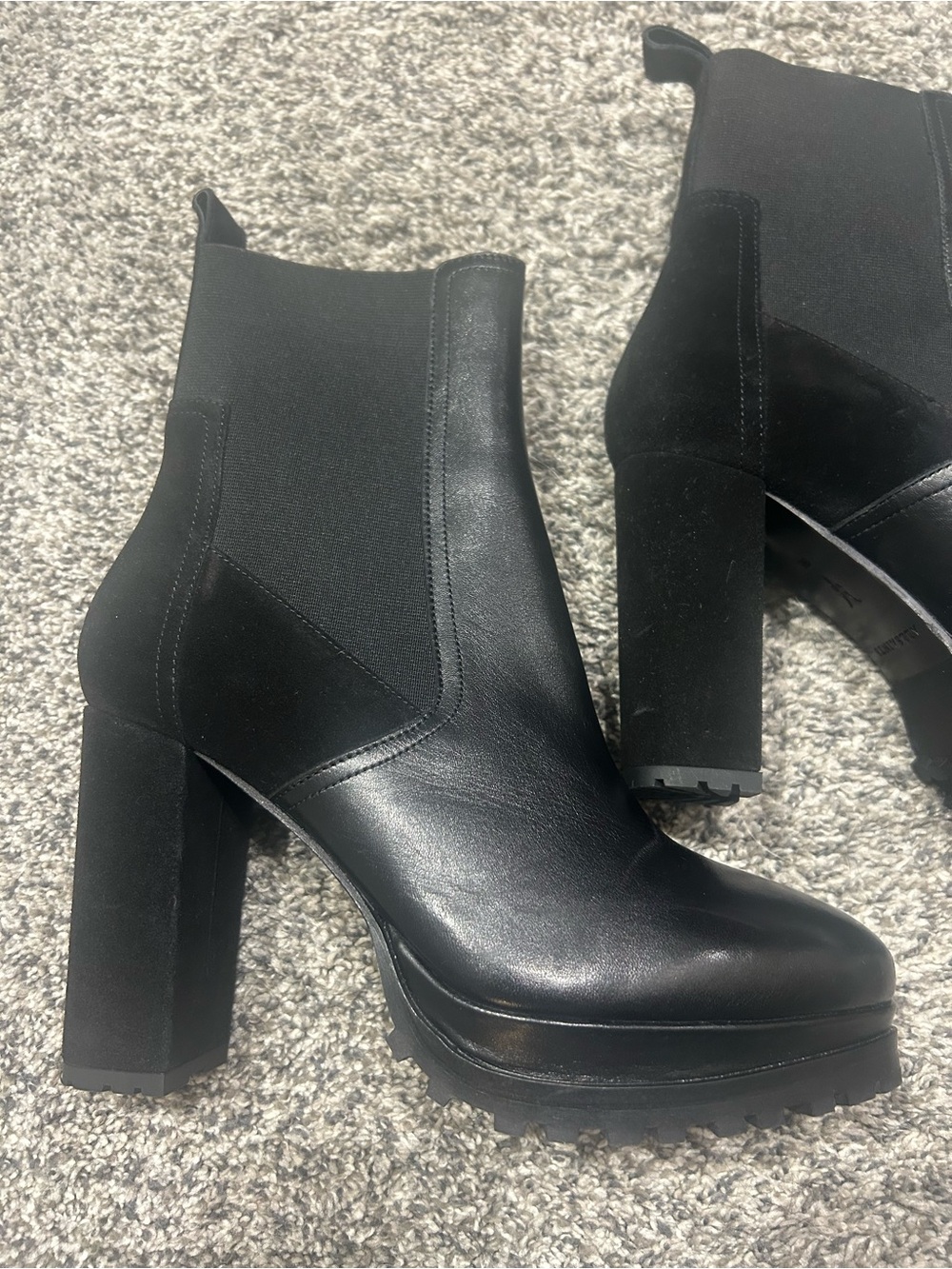 AllSaints Black Platform Chelsea Block-Heel Ankle Boots